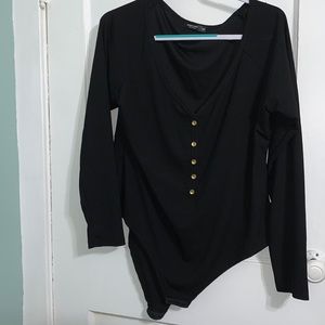 Black buttoned body suit